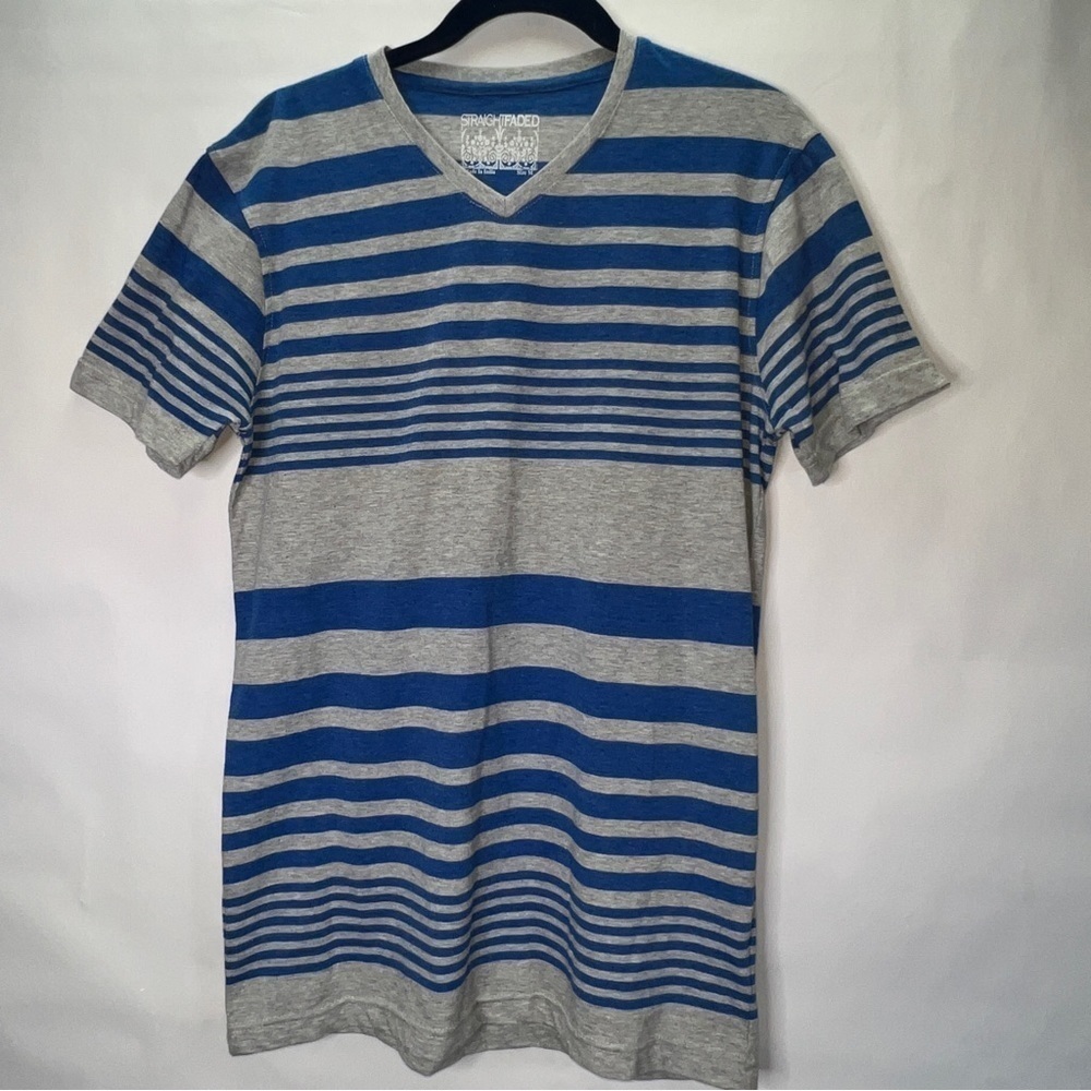 MEN'S Striped V-Neck T-Shirt M